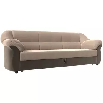 Диван прямой Карнелла (основа велюр бежевый, компаньон велюр коричневый) Лига Диванов 29469