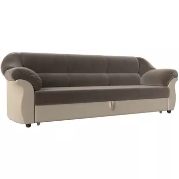 Диван прямой Карнелла (основа велюр коричневый, компаньон экокожа бежевая) Лига Диванов 29487