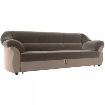 Диван прямой Карнелла (основа велюр коричневый, компаньон велюр бежевый) Лига Диванов 29486