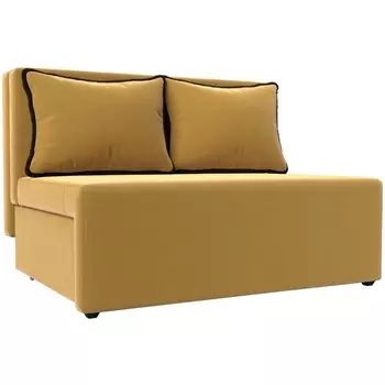 Диван прямой Лагуна (микровельвет желт, кант микровельвет кор) Лига Диванов 114440