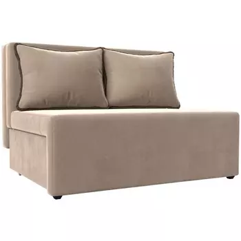 Диван прямой Лагуна (велюр бежевый, кант велюр коричневый) Лига Диванов 114430