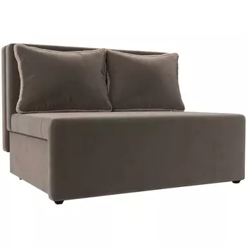 Диван прямой Лагуна (велюр коричневый, кант велюр бежевый) Лига Диванов 114434