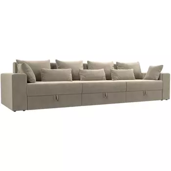 Диван прямой Майами Long (микровельвет бежевый, подушки микровельвет БЕЖ/беж/беж) Лига Диванов 114735