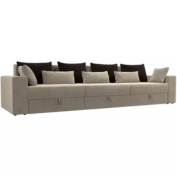 Диван прямой Майами Long (основа микровельвет бежевый, подушки микровельвет КОР/беж/беж) Лига Диванов 114749