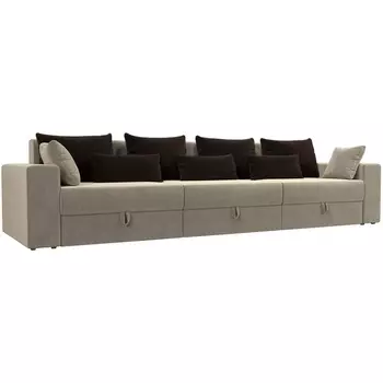 Диван прямой Майами Long (основа микровельвет бежевый, подушки микровельвет КОР/кор/беж) Лига Диванов 114748