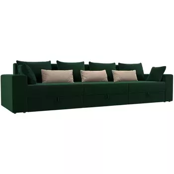 Диван прямой Майами Long (основа велюр зеленый, подушки велюр ЗЕЛ/беж/зел) Лига Диванов 114763