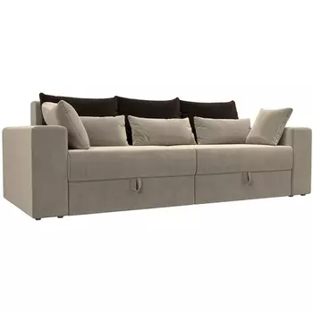 Диван прямой Майами (основа микровельвет бежевый, подушки микровельвет КОР/беж/беж) Лига Диванов 114701