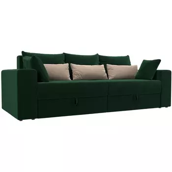 Диван прямой Майами (основа велюр зеленый, подушки велюр ЗЕЛ/беж/зел) Лига Диванов 114696