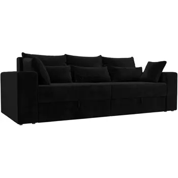 Диван прямой Майами (велюр черный, подушки велюр ЧЕРН/черн/черн) Лига Диванов 114691