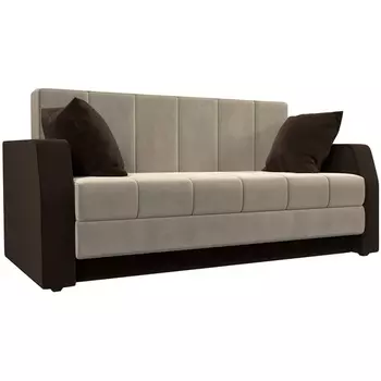 Диван прямой Малютка (основа микровельвет бежевый, компаньон микровельвет коричневый) Лига Диванов 110375