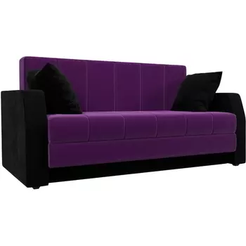 Диван прямой Малютка (основа микровельвет фиолетовый, компаньон микровельвет черный) Лига Диванов 110377