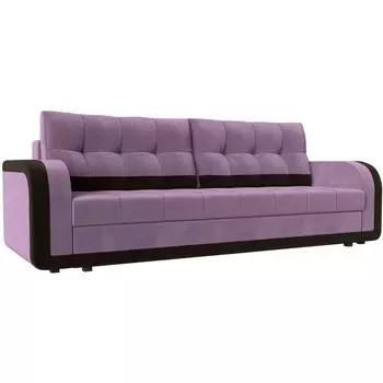 Диван прямой Марсель (основа микровельвет сиреневый, компаньон микровельвет коричневый) Лига Диванов 109997