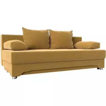 Диван прямой Ник-2 (микровельвет желтый, подушки микровельвет ЖЕЛ/жел) Лига Диванов 112144