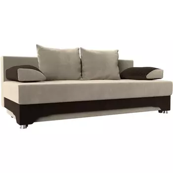 Диван прямой Ник-2 (основа микровельвет бежевый, компаньон микровельвет коричневый) Лига Диванов 28001