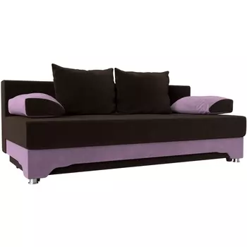 Диван прямой Ник-2 (основа микровельвет коричневый, компаньон микровельвет сиреневый) Лига Диванов 112150