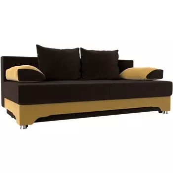 Диван прямой Ник-2 (основа микровельвет коричневый, компаньон микровельвет желтый) Лига Диванов 112148