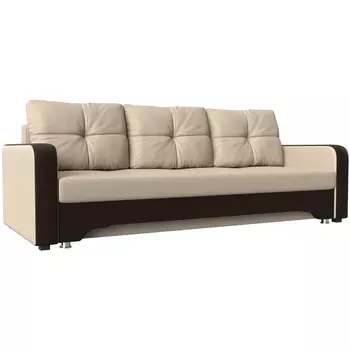 Диван прямой Ник-3 (основа экокожа бежевая, компаньон экокожа коричневая) Лига Диванов 112213