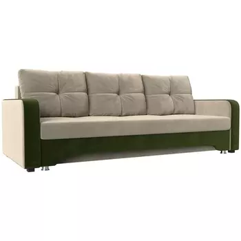 Диван прямой Ник-3 (основа микровельвет бежевый, компаньон микровельвет зеленый) Лига Диванов 112176