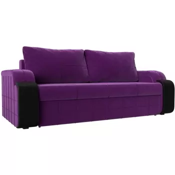 Диван прямой Николь (микровельвет фиолетовый, вставка микровельвет черный) Лига Диванов 29444
