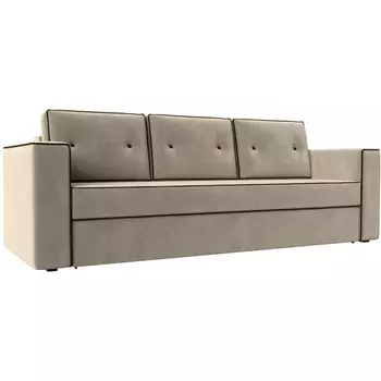 Диван прямой Принстон (микровельвет бежевый, кант микровельвет коричневый) Лига Диванов 31634