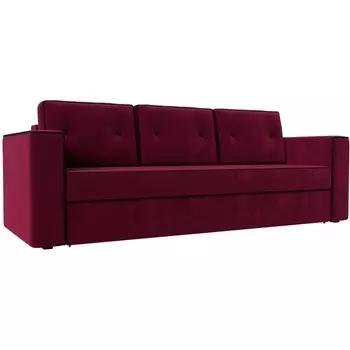 Диван прямой Принстон (микровельвет бордовый, кант микровельвет черный) Лига Диванов 110893