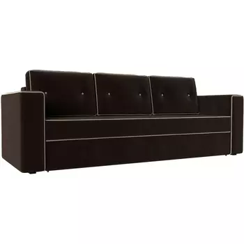 Диван прямой Принстон (микровельвет коричневый, кант микровельвет бежевый) Лига Диванов 100097