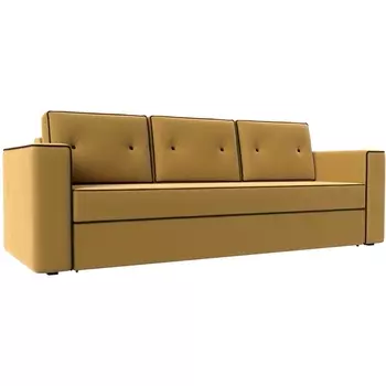 Диван прямой Принстон (микровельвет желтый, кант микровельвет коричневый) Лига Диванов 110891