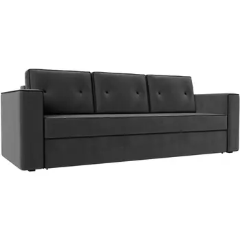 Диван прямой Принстон (основа велюр серый, кант велюр черный) Лига Диванов 110887