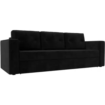 Диван прямой Принстон (велюр черный, кант велюр черный) Лига Диванов 110880