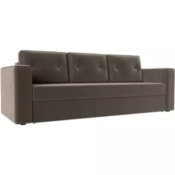 Диван прямой Принстон (велюр коричневый, кант велюр коричневый) Лига Диванов 110875