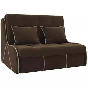 Диван прямой Риттэр (микровельвет коричневый, кант микровельвет бежевый) Лига Диванов 105283