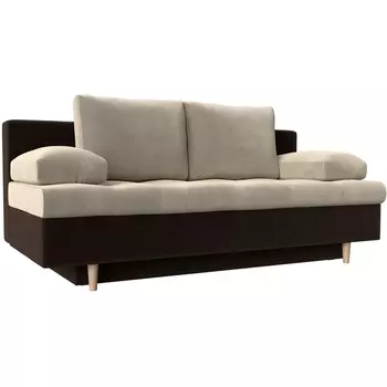 Диван прямой Спенсер (основа микровельвет бежевый, компаньон микровельвет коричневый) Лига Диванов 100233