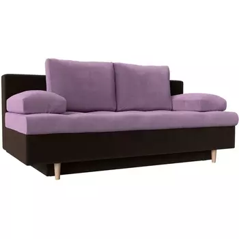 Диван прямой Спенсер (основа микровельвет сиреневый, компаньон микровельвет коричневый) Лига Диванов 110899
