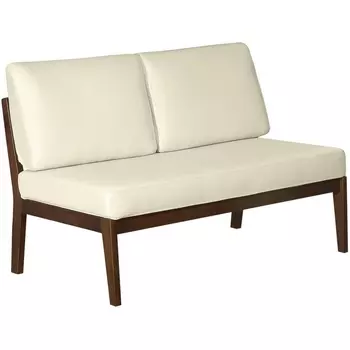 Диван-скамья Массив мягкая экокожа крем, каркас орех Mebelik арт.007549