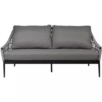 Диван темно-серый двухместный "Марра" 177,5*81,5*83см, оплетка"сеть" Garda Decor арт.39AR-10628