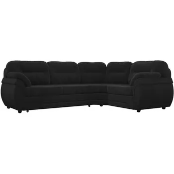 Диван угловой Бруклин правый (велюр черный) Лига Диванов 29406