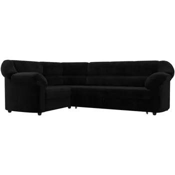 Диван угловой Карнелла левый (велюр черный) Лига Диванов 109576L