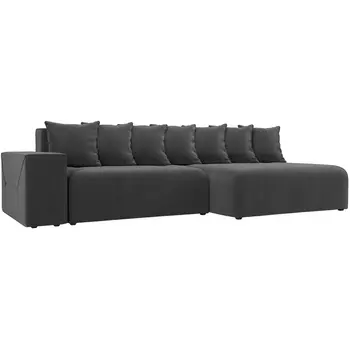 Диван угловой Кёльн правый (велюр серый) Лига Диванов 105076