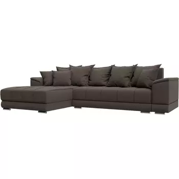 Диван угловой НордСтар левый угол (Коричневый/Рогожка) Лига Диванов арт.122928L
