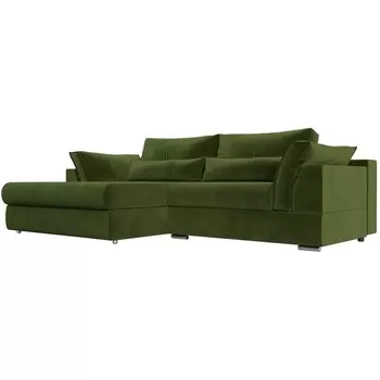 Диван угловой Пекин левый (микровельвет зеленый) Лига Диванов 115410L