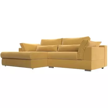 Диван угловой Пекин левый (микровельвет желтый) Лига Диванов 115409L