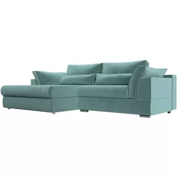 Диван угловой Пекин левый (велюр бирюзовый) Лига Диванов 115400L