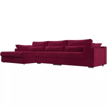 Диван угловой Пекин Long левый (микровельвет бордовый) Лига Диванов 115432L