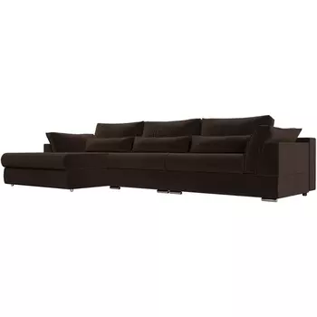 Диван угловой Пекин Long левый (микровельвет коричневый) Лига Диванов 115436L