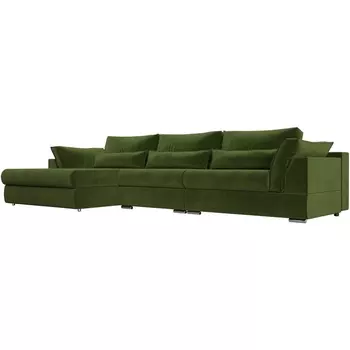 Диван угловой Пекин Long левый (микровельвет зеленый) Лига Диванов 115434L