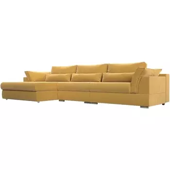 Диван угловой Пекин Long левый (микровельвет желтый) Лига Диванов 115433L