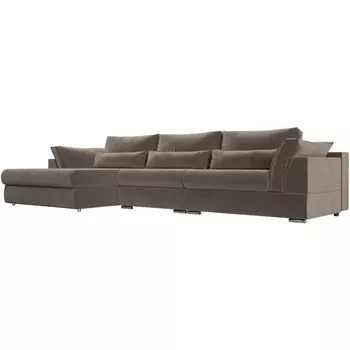 Диван угловой Пекин Long левый (велюр коричневый) Лига Диванов 115427L