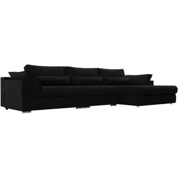 Диван угловой Пекин Long правый (микровельвет черный) Лига Диванов 115439