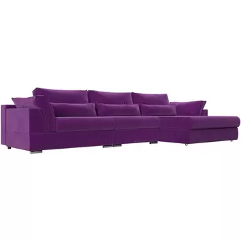 Диван угловой Пекин Long правый (микровельвет фиолетовый) Лига Диванов 115438