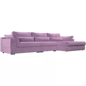 Диван угловой Пекин Long правый (микровельвет сиреневый) Лига Диванов 115437